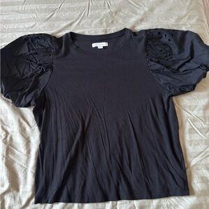 Free Assembly Black Puff Sleeve Tee